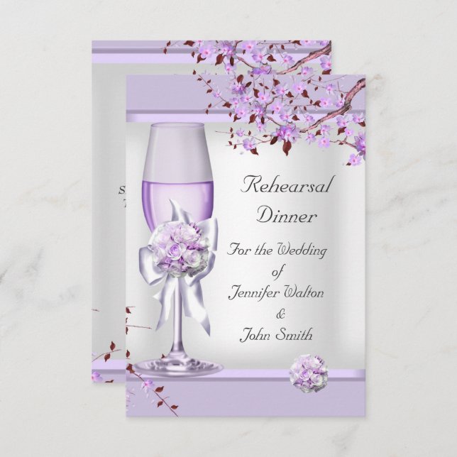 Convites Ensaio Jantado Lavanda Púrpura Lilac 4 (Frente/Verso)