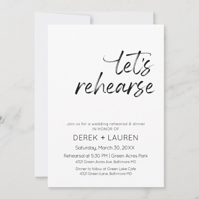 Convites Ensaio Mínimo de Casamento de Ensaios de Vamos de  (Frente)