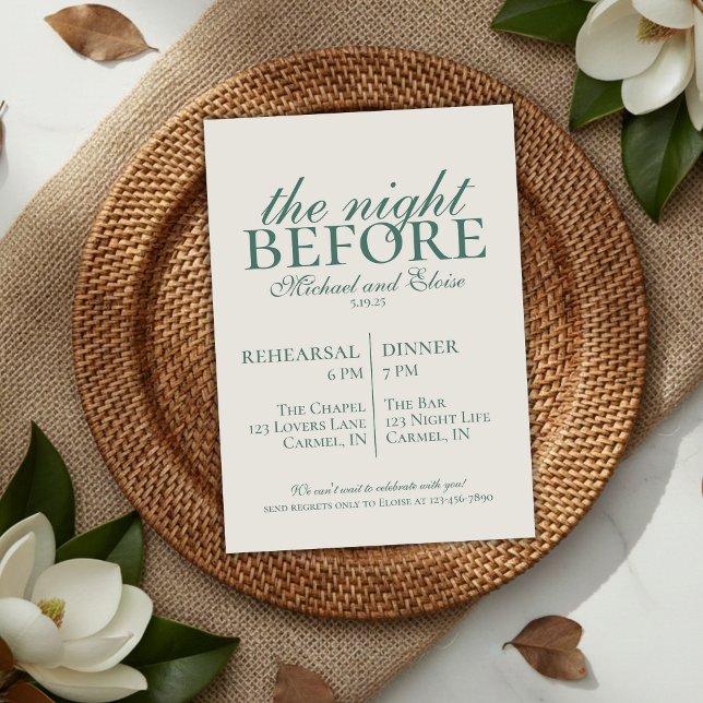 Convites Ensaio Na Noite Antes Do Casamento Sage Green (Rehearsal The Night Before Wedding Sage Green Invitation
)