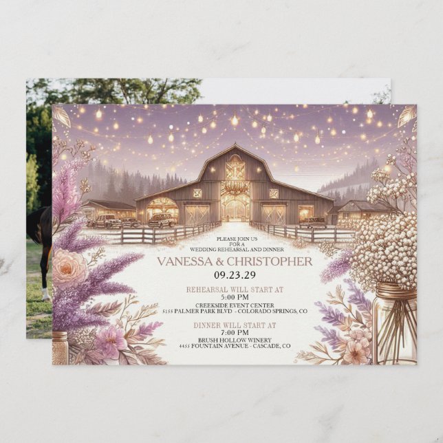 Convites Ensaio Rustic Elegance Wedding (Frente/Verso)
