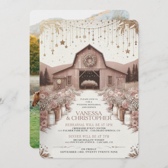 Convites Ensaio Rustic Elegance Wedding (Frente/Verso)