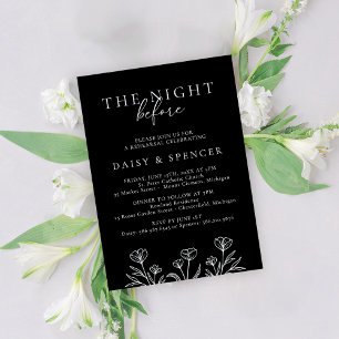 Convites Ensaio Simples de Casamento Floral Moderno Negro