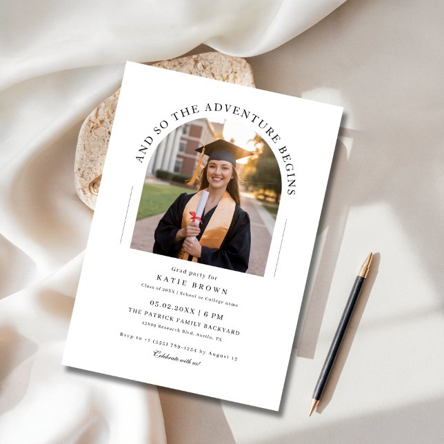 Convites Então a Aventura Começa a Formando Foto em Arco de (Criador carregado)