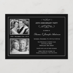 Convites Então & Agora 25º Aniversário de Prata com 2 Fotos