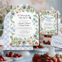 Convites Então Berry Sweet Boy para ser Chá de morango