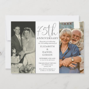 Convites Então e Agora 2 Fotos 75º Aniversário de Casamento