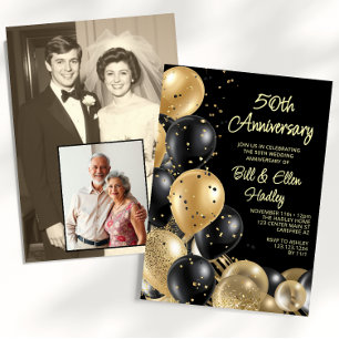 Convites Então e agora 50ª Foto de Aniversário de Casamento