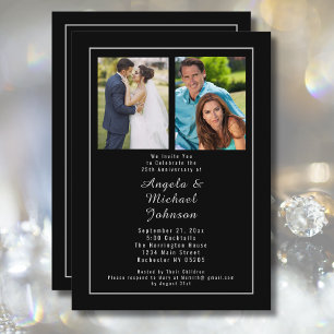 Convites Então e agora o aniversário de casamento do 25 de 