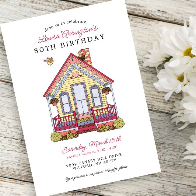 Convites Entrada de Aniversário do 80 de Festa Doméstica (Criador carregado)