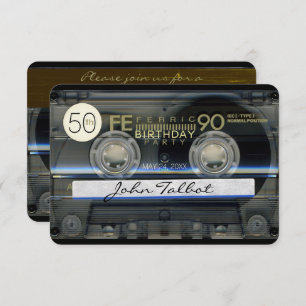 Convites Entrada de festa de aniversário 50ª Fita de Casset