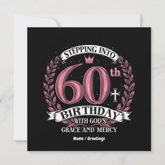 Convites Entrando no meu 60º aniversário com a Graça de Deu (Frente)