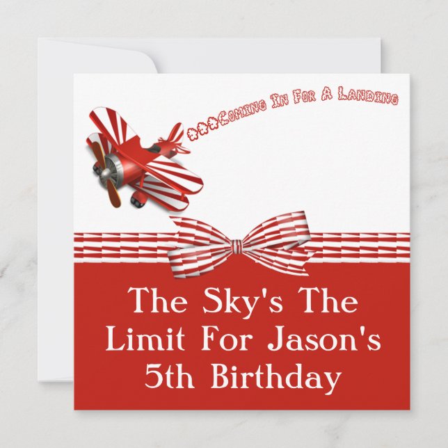 Convites Entrar para o aniversário de aterragem do avião (Frente)