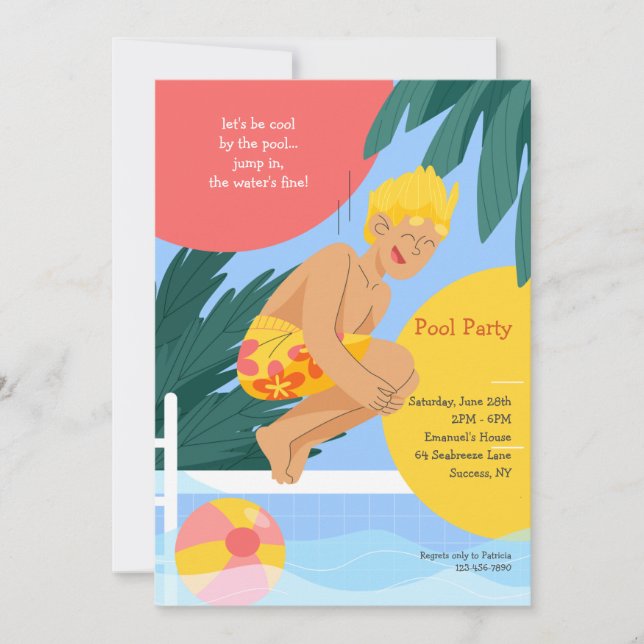 Convites Entre na Água Está Fina Festa na Piscina (Frente)