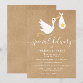 Convites Entrega Especial de Stork Rústico Chuva de Balinha