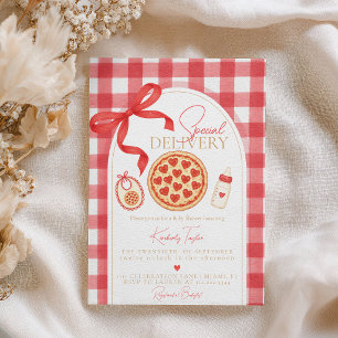 Convites Entrega Especial Pizza Coração Chá de Bebê