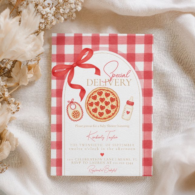 Convites Entrega Especial Pizza Coração Chá de Bebê (Criador carregado)