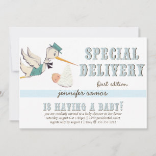 Convites Entrega Especial - Vintage Stork