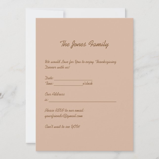 Convites Entretenimento de Ação de Graças Personalizada (Frente)