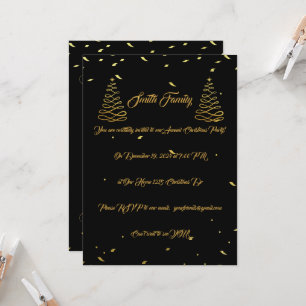 Convites Entretenimento de Natal Dourado e preto elegante