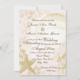 Convites Envelada Rosa Vintage à Beira-Mar