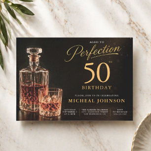 Convites Envelhecido à Perfeição Dourado Preto 50º Aniversá