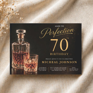 Convites Envelhecido à Perfeição Dourado Preto 70º Aniversá