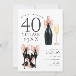 Convites Envelhecido à Perfeição Glam 40º Aniversário Champ