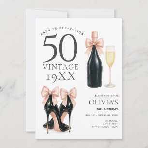 Convites Envelhecido à Perfeição Glam 50º Aniversário Champ