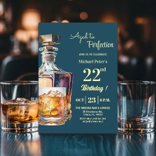 Convites Envelhecido à Perfeição Homens 22º Whiskey Anivers
