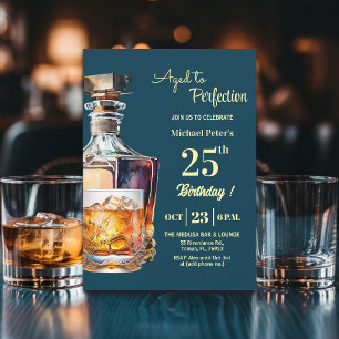 Convites Envelhecido à Perfeição Homens 25º Whiskey Anivers