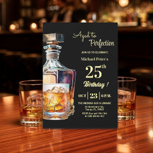 Convites Envelhecido à Perfeição Homens 25º Whisky Aniversá