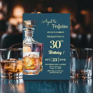 Convites Envelhecido à Perfeição Homens 30º Whiskey Anivers