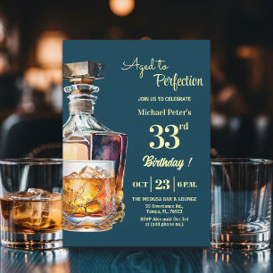 Convites Envelhecido à Perfeição Homens 33º Whisky Aniversá