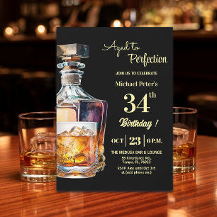 Convites Envelhecido à Perfeição Homens 34º Whiskey Anivers