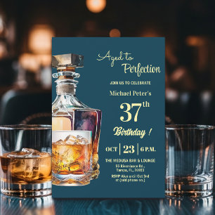 Convites Envelhecido à Perfeição Homens 37º Whiskey Anivers