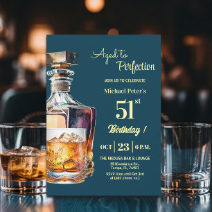 Convites Envelhecido à Perfeição Homens 51º Whiskey Anivers