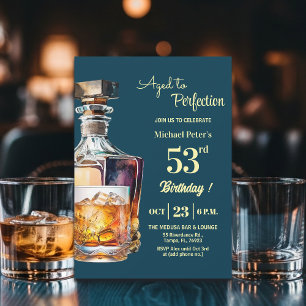 Convites Envelhecido à Perfeição Homens 53º Whiskey Anivers