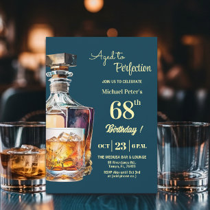 Convites Envelhecido à Perfeição Homens 68º Whiskey Anivers