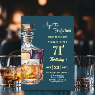 Convites Envelhecido à Perfeição Homens 71º Whiskey Anivers