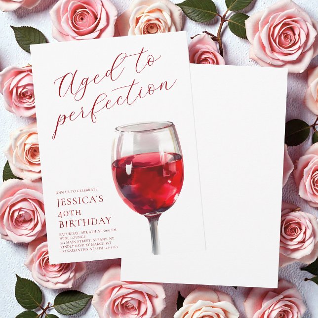 Convites Envelhecido à Perfeição Roteiro de Vinho para Fest (Aged to Perfection Wine Script 40th Birthday Party Invitation)