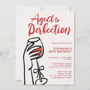 Convites Envelhecido à Perfeição Vinho Desenhado à Mão Aniv