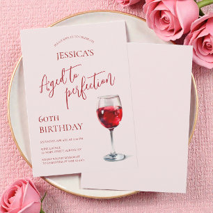 Convites Envelhecido à Perfeição Vinho Rosa Aniversário de 