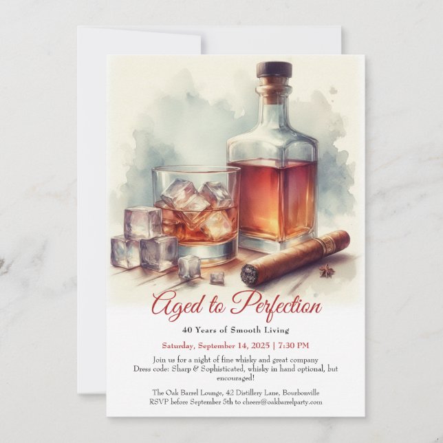 Convites “Envelhecido à Perfeição –  Whisky de Aniversário  (Frente)