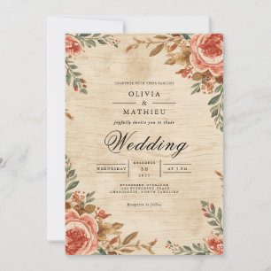 Convites Envelhecimento da Russa Floral Romance Casamento