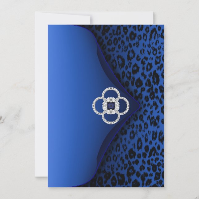 Convites Envelope com Estampa de Leopardo Azul (Frente)