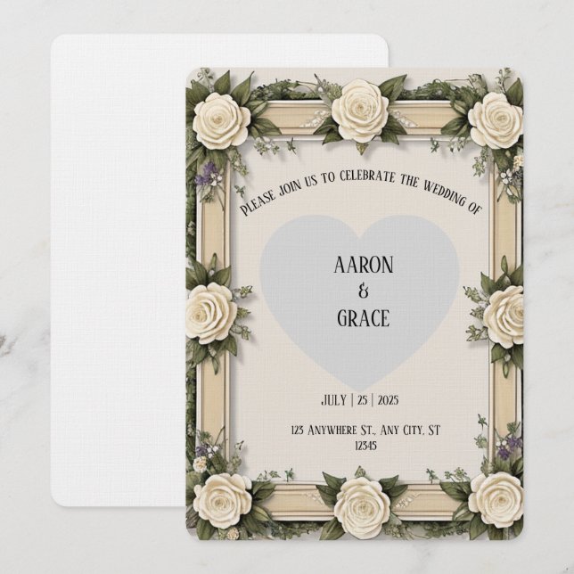 Convites Envelope Enfeitado Personalizado em Pétalas de Ros (Frente/Verso)