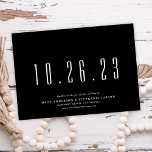 Convites Envie Sua Data De Casamento Sem Foto Para Salvar A<br><div class="desc">Este moderno,  mas elegante,  salva o anúncio da data apresenta um simples fundo preto e sua data de casamento em branco. Você pode personalizar esse design ainda mais,  alterando a cor do plano de fundo/do backer e/ou adicionando outra foto ou texto adicional ao backer.</div>