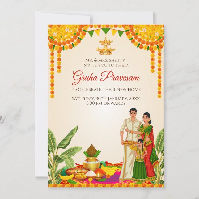 Convites Envolvimento Familiar do Sul da Índia convida Digi (Frente)