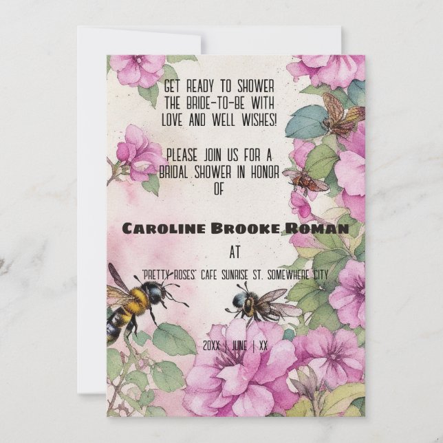 Convites Ephemera Cosmos Flowers and Beers Chá de panela (Frente)