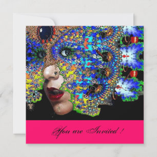 Convites EPHEMERALMardi Gras Mascarada Ball,fuchsia preto